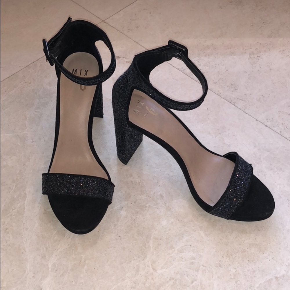 Blue Black Glitter Spark Heels | Size 9